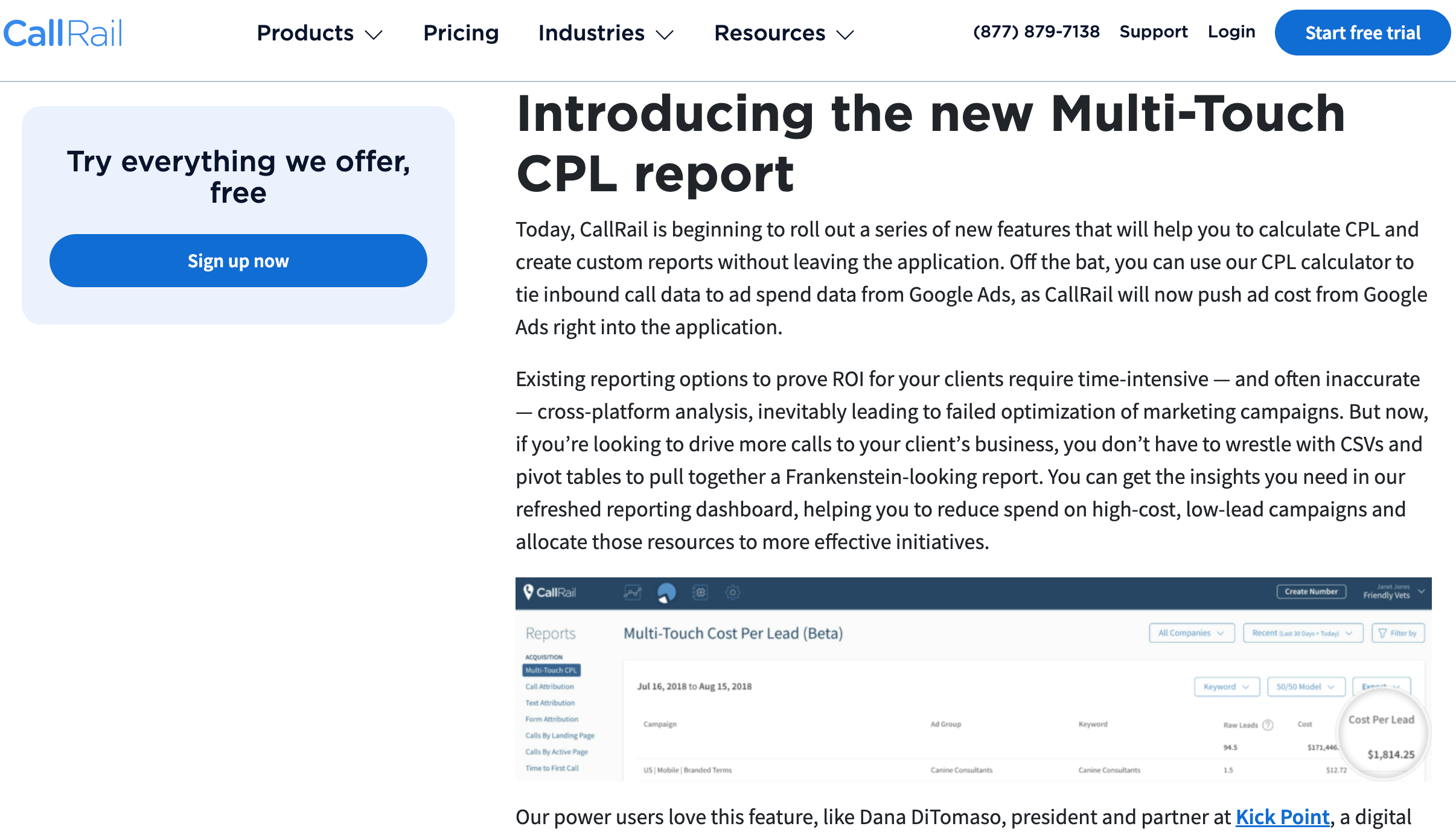 callrail cost per lead call tracking