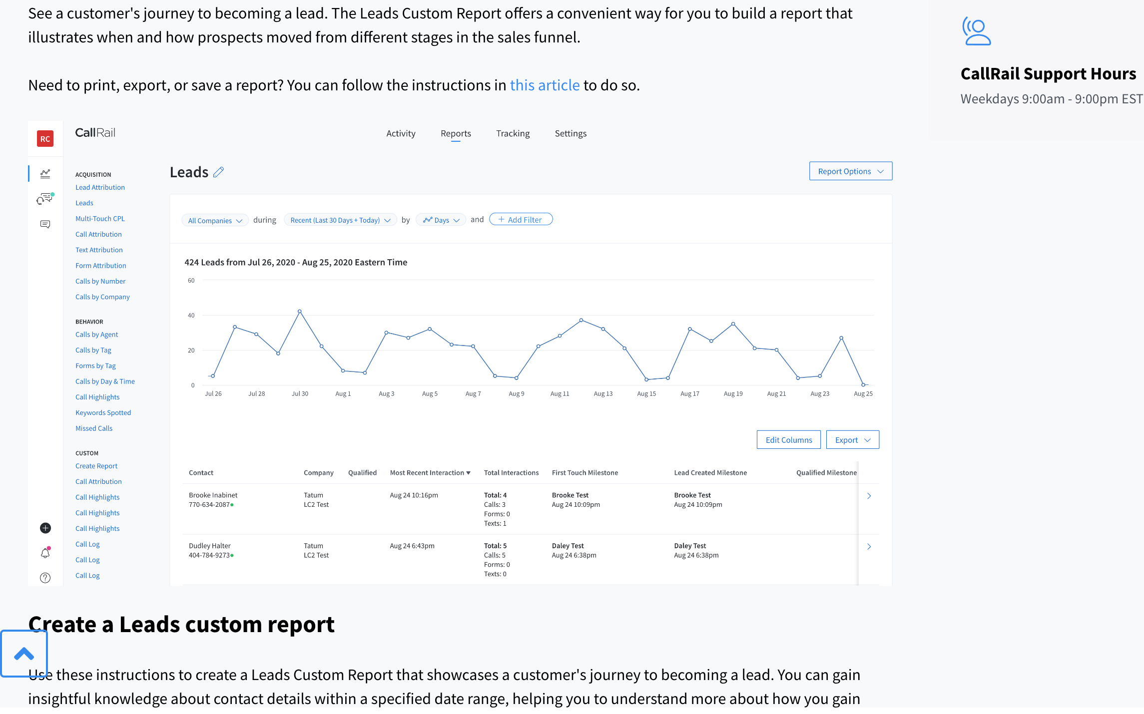 callrail email reporting tool