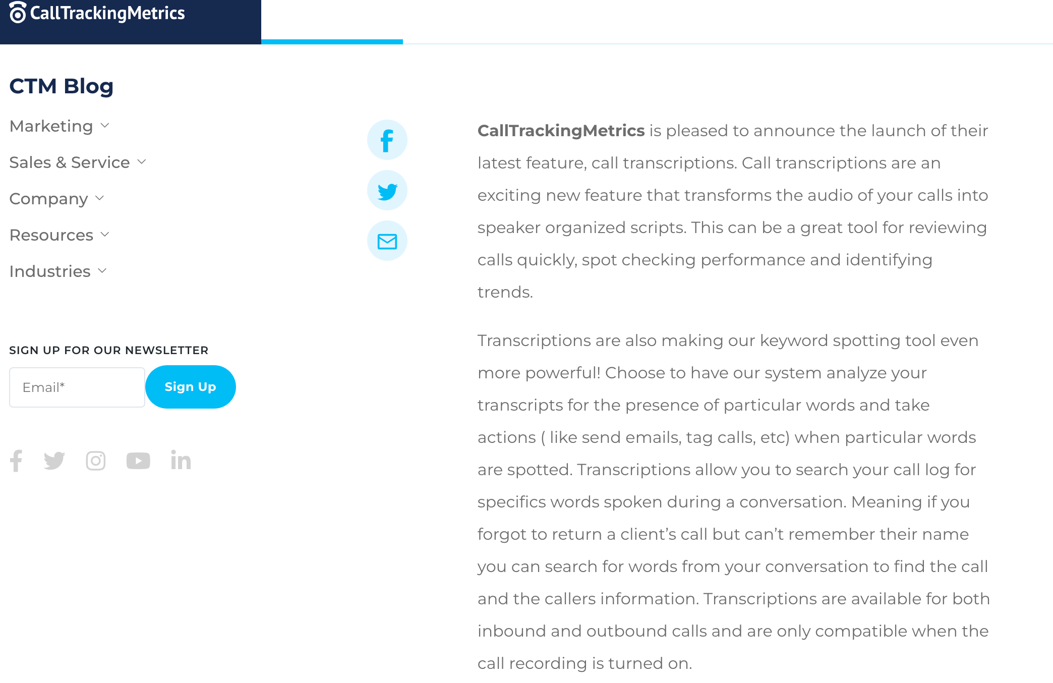 calltrackingmetrics transcription