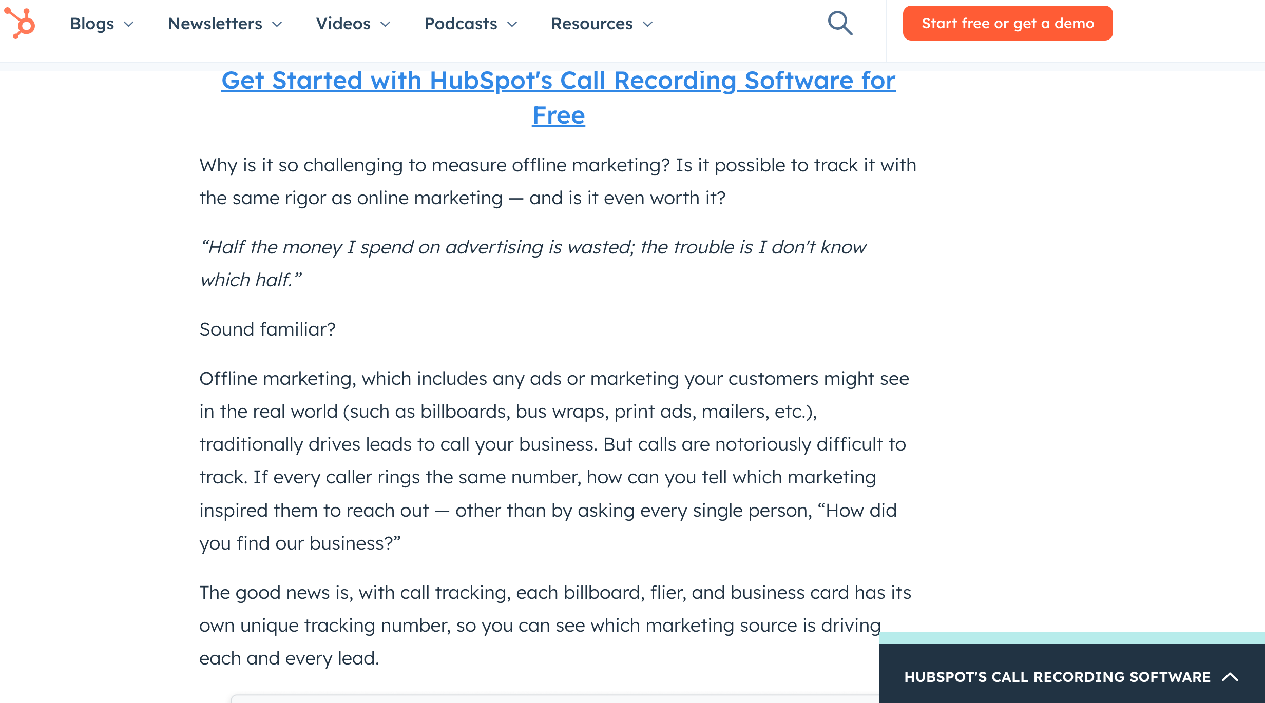 hubspot offline call tracking