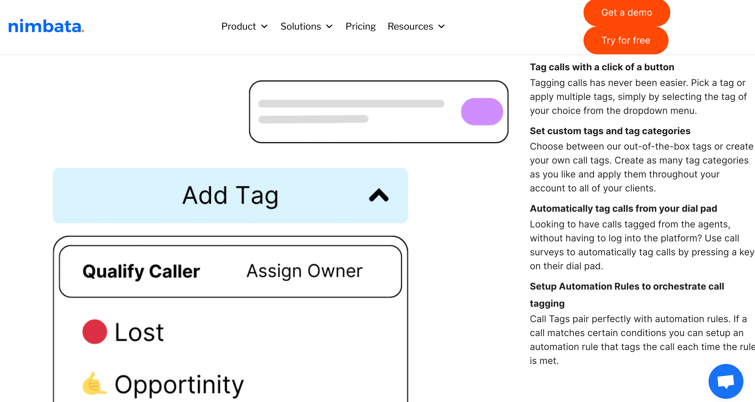 nimbata call tracking tag