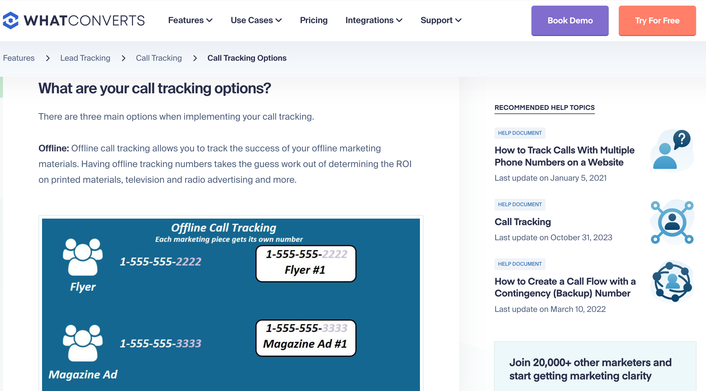 whatconverts call tracking offline